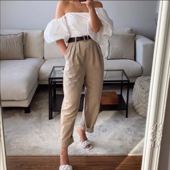 Zara Pants & Jumpsuits Zara Pleated Tapered Trousers Poshmark